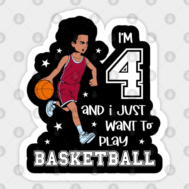 Boy plays basketball - I am 4 Sticker by Modern Medieval Design
